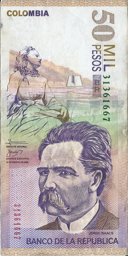 Colombia 50000 Pesos  27 Agosto 2009