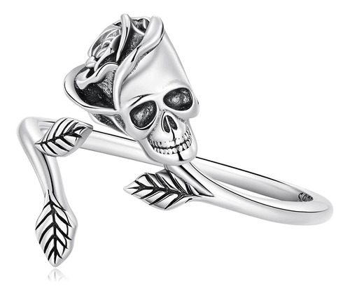 Anillos De Plata De Ley 925 Con Diseño De Calavera De Rosa V