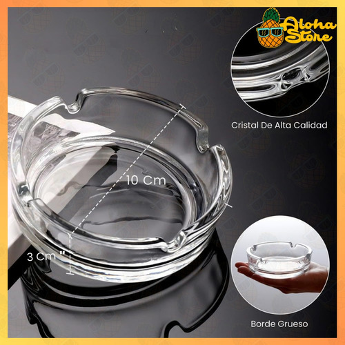 Cenicero Grande De Vidrio Redondo Cristal Bar Clasico Hotel