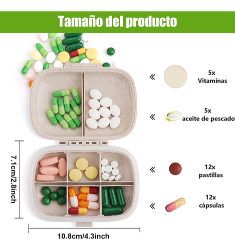 Pastillero Portátil A Prueba De Humedad De 8 Compartimentos