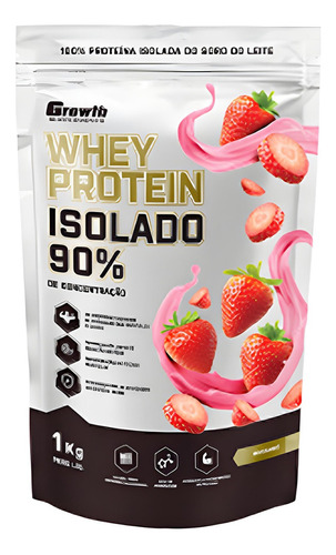 Whey Isolado 90% Whey Protein - Growth Supplements Sabor Morango