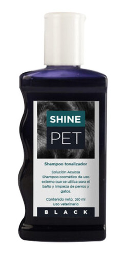 Shampoo Shinepet Black Pelo Negro X 260 Ml Perros Gatos