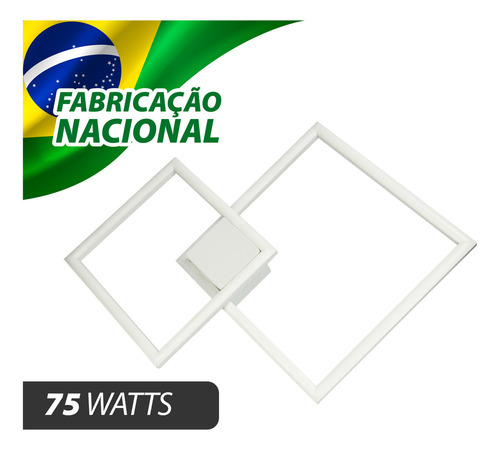 Plafon Fit Led Geométrico 75w 35x40 Bivolt 3500k Luz Direta Cor Branco 110v/220v