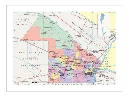 Lamina Fine Art Mapa Politico Chaco 39x50 M Y C