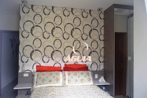 Cobertura Totalmente Mobiliada Com 2 Dormitórios À Venda, 70m² + 70m² Por R$ 563.900 - Vila Pires - Santo André/sp - Co0968