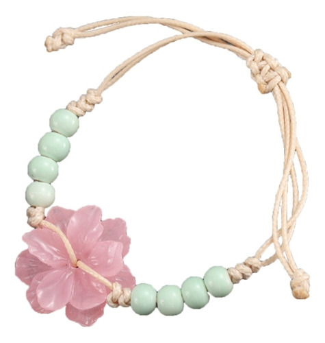 Pulsera De Cerámica Única Con Cuentas De Flores, Cadena De M