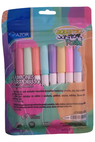 Plumones Para Dibujo Acuarelo Junior Pastel 8 Pz