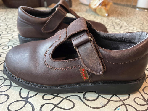 Zapato Escolar Guillermina Marcel Velcro 31 Cuero Marrón