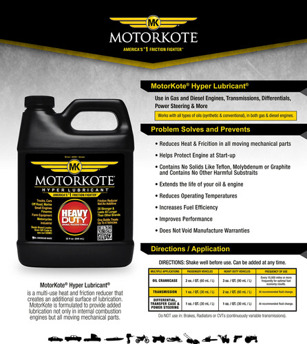 Tratamiento De Motor Hiperlubricante 946 Ml Resistente Negro