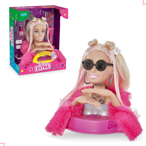 Boneca Barbie Busto Extra Head Maquiar Pentear Fala 12 Frase