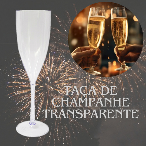 Taças Champanhe Espumante Acrílico 180ml Transparente Kit 42