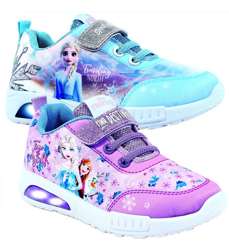 Imagen 1 de 10 de Zapatillas Con Luces Luz Led Zapatilla Frozen Disney Footy