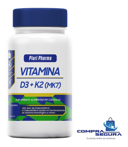 Imagen 1 de 6 de Vitamina D3 10.000ui + K2 Mk7 240 Cápsulas Pluri Pharma
