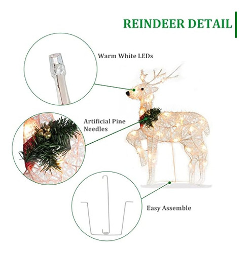 Juego De 3 Piezas De Alces Decorativos Para Jardín De Navida