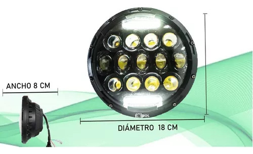 2 Faro Led Redondo Luz A/b Lupa Direccional 7 Pulgadas