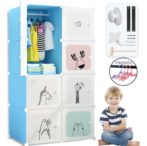 Armario Caja De Plástico Portátil Closet Organizado + 8cubos