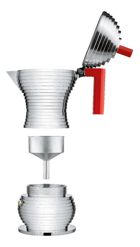 Cafetera Espresso Aluminio Fundido 3 Tazas Rojo