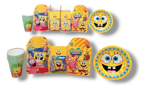Bob Esponja Kit Fiestas De Cumpleaños Cajas+vasos+platos 40p Bob Esponja Bob Esponja Bob Esponja