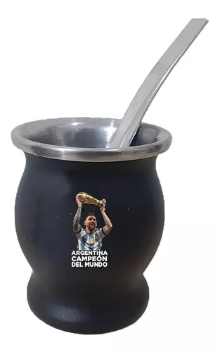 Termo Para Yerba Mate / Termo Yerba Mate Negro / Termo Para Yerba Mate  Argentina 3 Estrellas Messi Y Maradona 