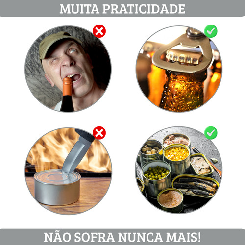 Abridor De Lata E Garrafa Aço Inox Resistente Cozinhas E Bar