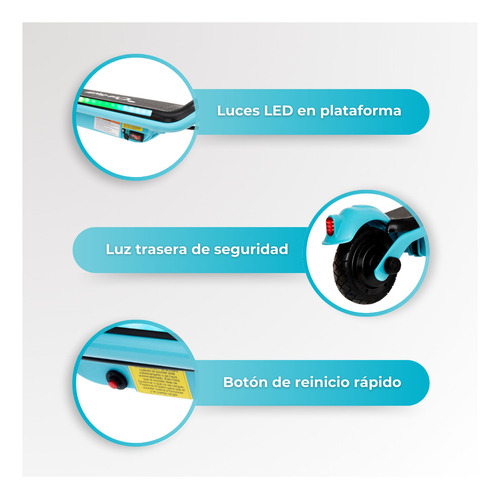 Eco-Forte Patín Eléctrico SG10 Luces Led Color Azul