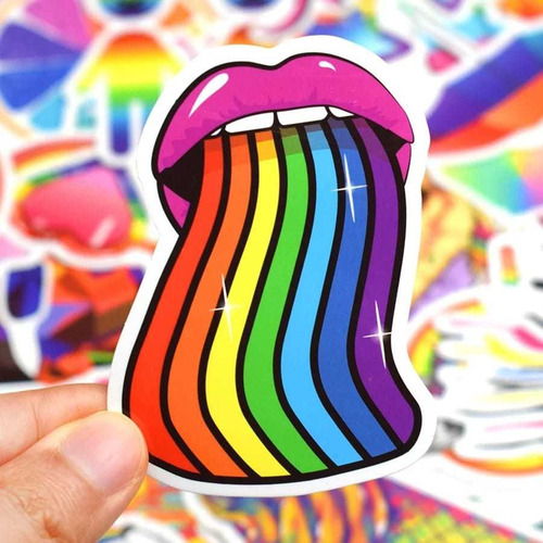 Pride Lgbt 50 Calcomanias Stickers De Pvc Vs Agua Arcoiris