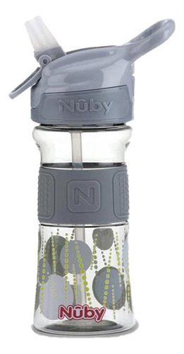 Vaso para bebés con aza antiderrame Nuby Reflex con sorbete color gris de 360mL