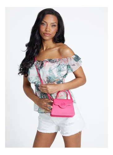 Guess Crossbody Micro Lily Satchel Fuschia