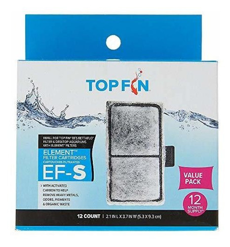 Top Fin Ef-s Element Aquarium Filter Cartridges - 12pk