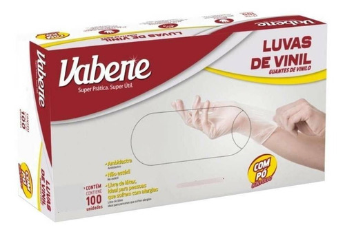 Luvas descartáveis Vabene cor transparente tamanho  GG de vinil com pó em kit de 10 x 100 unidades 