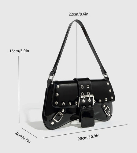 Cartera Mini Bag De Charol Dama Estilo Urbano Kala Store Blanco Lisa Níquel Blanco