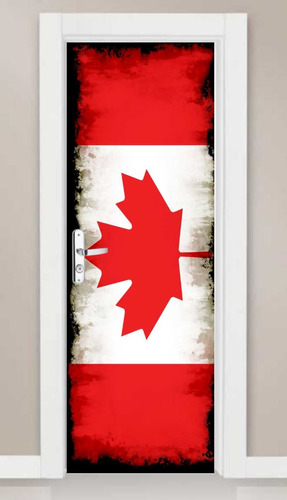Adesivo Parede Porta Bandeira Da Canadá America Grunge Novo!