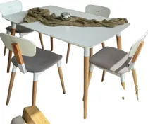 Comprar Comedor Mesa Lacar  135 Madera  Maciza + 4 Sillas Lacar.