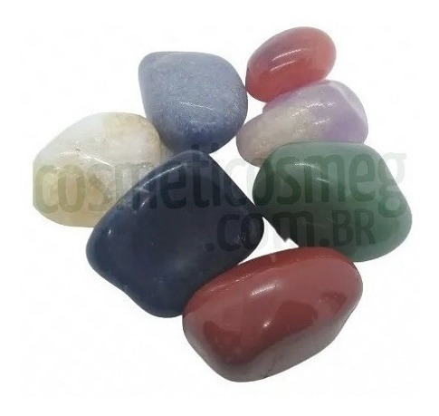 Imagem 6 de 10 de Kit 11 Pedras Vulcânicas Basáltica+kit 6 Cristais+nécessaire
