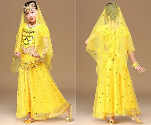 Conjunto De Disfraz De Danza India Para Niños Sari Bollywood