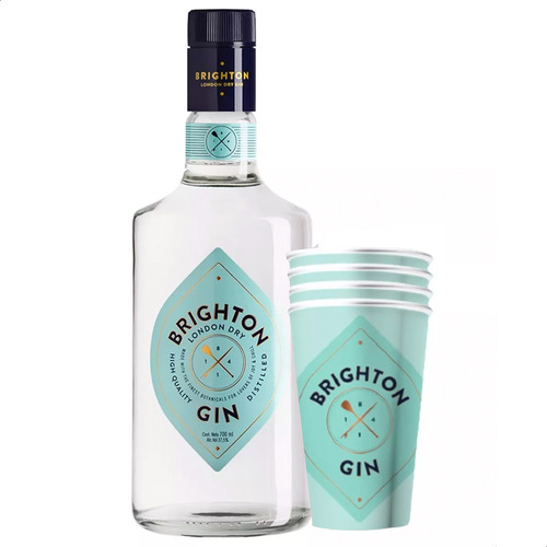 Gin Brighton London Dry Gin + Vasos Regalo - 01mercado