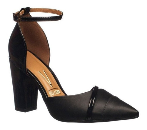 Imagem 1 de 4 de Sapato Scarpin Feminino Salto Alto Vizzano 1264102 - Preto