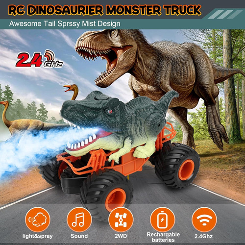 Uniland Rc Monster Car, Camión De Dinosaurio Con Control Rem