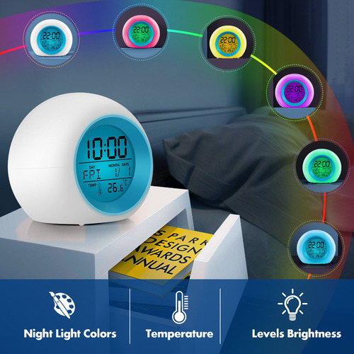 . Reloj Despertador Para Niños, Reloj Digital Con Luz Para
