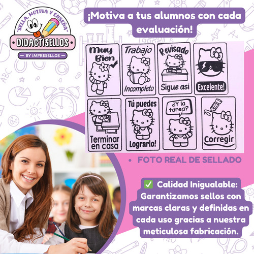Sellos Didacticos Para Maestros Varios Modelos Sin Tinta Kitty