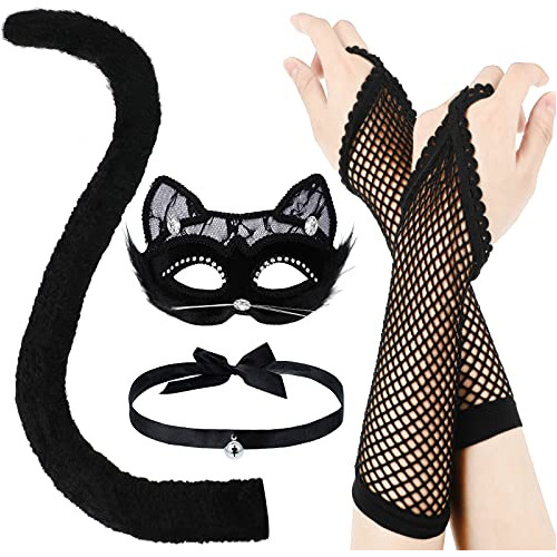 4 Piezas Halloween Black Cat Disfraz Set Halloween Cat ...