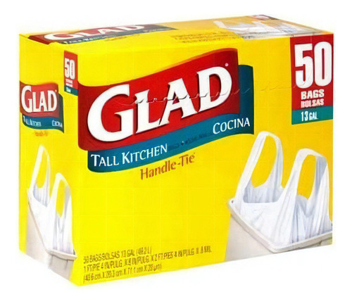 Glad Bolsas Altas Para Asa De Cocina De 13 Galones, 50 Unida