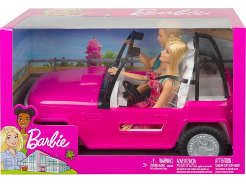 Coche Playero Cruiser Barbie Y Ken 2 Asientos Rosa