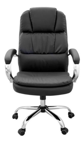Silla de escritorio Para Tu Casa Gerencial ergonómica negra con tapizado de cuero sintético
