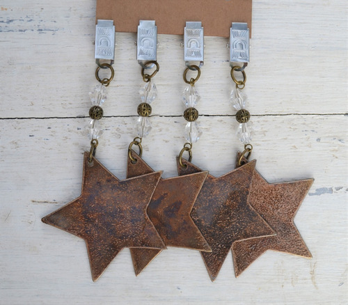 Set 12 Pesas Para Mantel Estrella Metal Bronce Envejecido