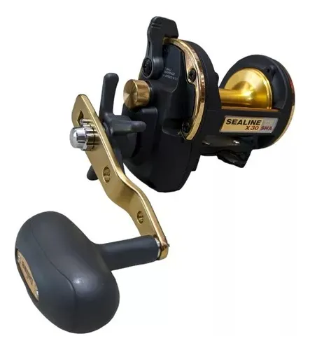 Reel Daiwa Sealine X30-sha Spool De Aluminio Lance De Costa Color Negro Y Dorado