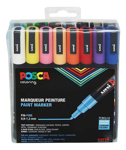 Marcador Uni Posca Pc-3m Estuche X 16 Colores