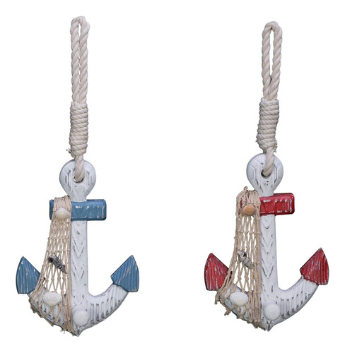 Conjunto 2  anchor Gancho Pared Madera Nautical Decor