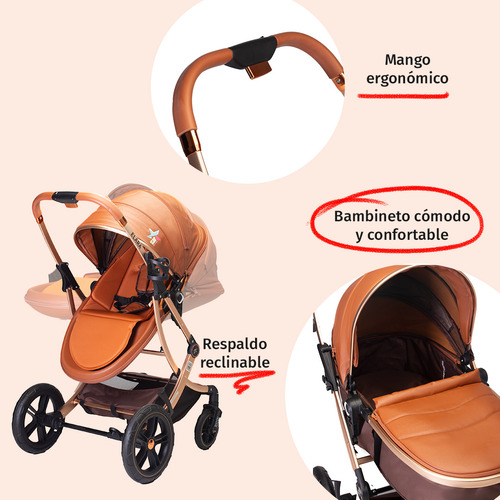Carriola Para Bebé Starkids Elara Con Portabebé Co Café Dorado
