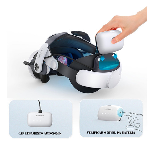 Bobovr M3 Max Bateria De 10000mah Alça Halo Para Quest 3/3s